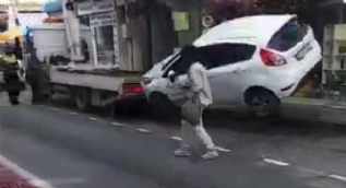 Çekicinin iş kazası kamerada