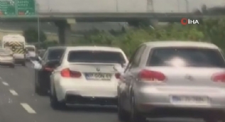Düğün konvoyunda “makas” terörü kamerada