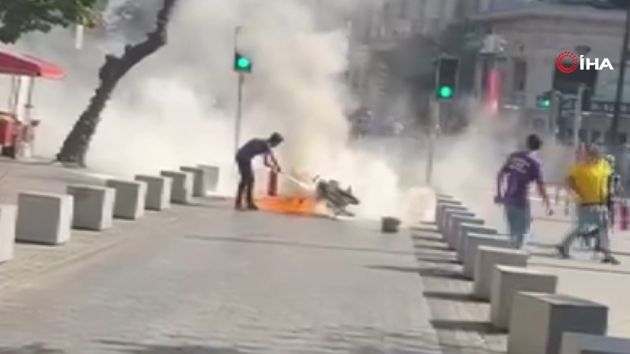 Cezaya kzd, motosikleti atee verdi