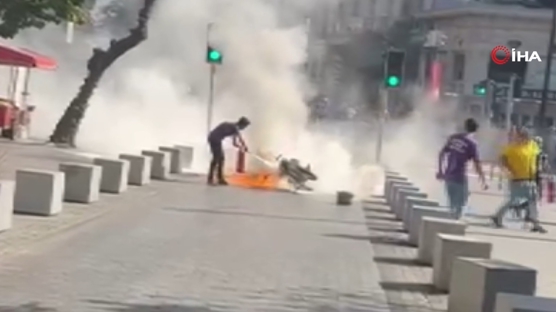 Cezaya kızdı, motosikleti ateşe verdi