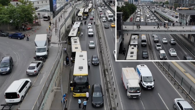 Ar�zalanan �ETT otob�s� vatanda�� isyan ettirdi: Uzun ara� kuyruklar� olu�tu