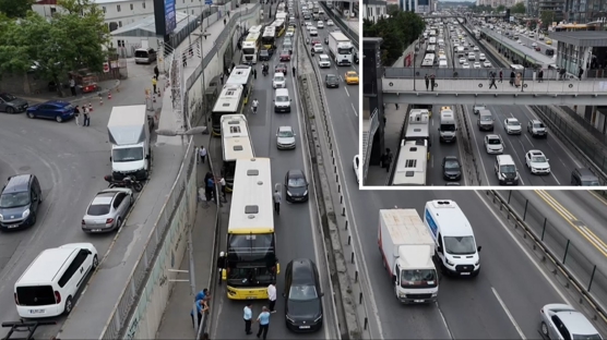 Ar�zalanan �ETT otob�s� vatanda�� isyan ettirdi: Uzun ara� kuyruklar� olu�tu