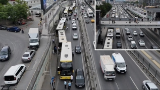 Ar�zalanan �ETT otob�s� vatanda�� isyan ettirdi: Uzun ara� kuyruklar� olu�tu